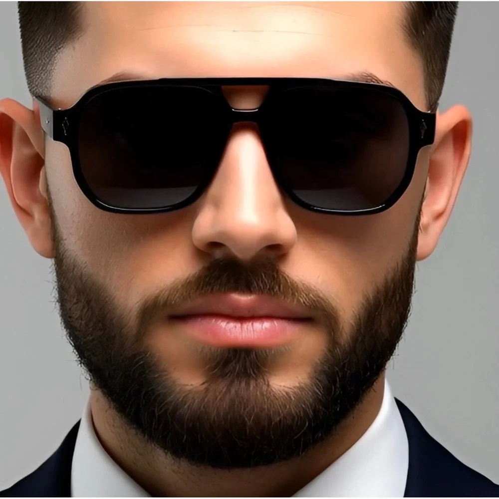 Men's Black Square Classy Sunglasses‎ Yellow Tinted Lenses Fashion Eyewear Gafas